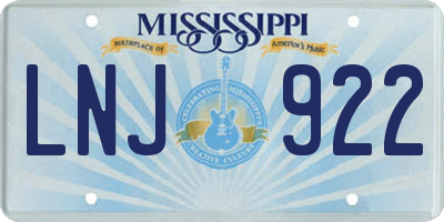 MS license plate LNJ922