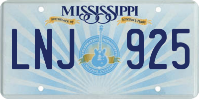 MS license plate LNJ925