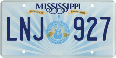 MS license plate LNJ927