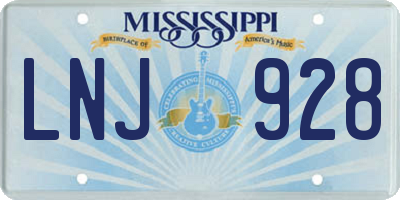 MS license plate LNJ928