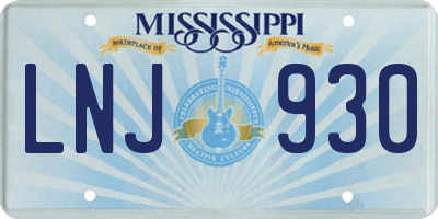 MS license plate LNJ930