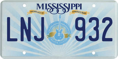MS license plate LNJ932