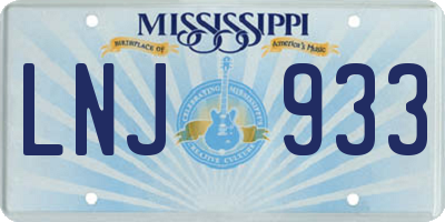 MS license plate LNJ933