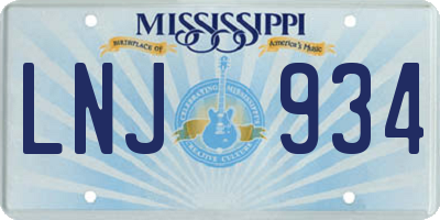 MS license plate LNJ934