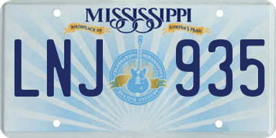 MS license plate LNJ935