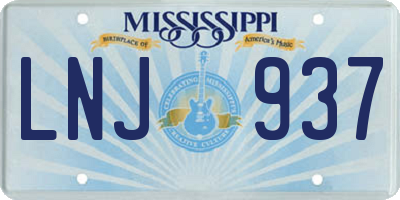 MS license plate LNJ937