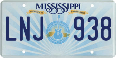 MS license plate LNJ938
