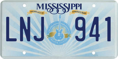 MS license plate LNJ941
