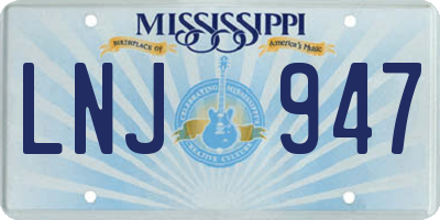 MS license plate LNJ947