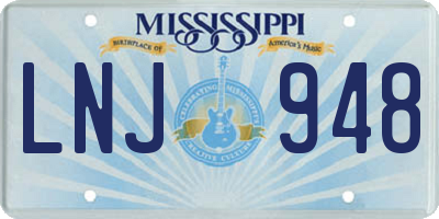MS license plate LNJ948
