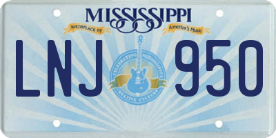 MS license plate LNJ950
