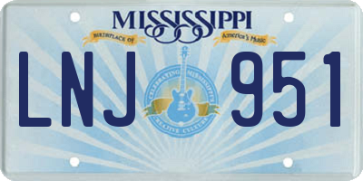 MS license plate LNJ951