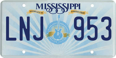 MS license plate LNJ953