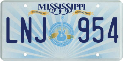 MS license plate LNJ954