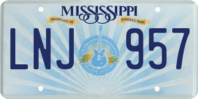 MS license plate LNJ957