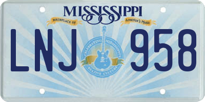 MS license plate LNJ958