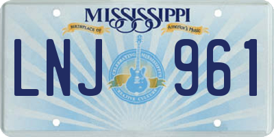 MS license plate LNJ961