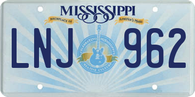 MS license plate LNJ962