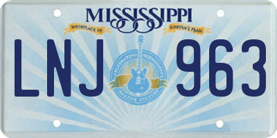 MS license plate LNJ963