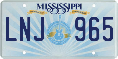 MS license plate LNJ965