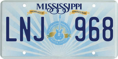 MS license plate LNJ968