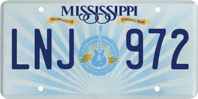 MS license plate LNJ972
