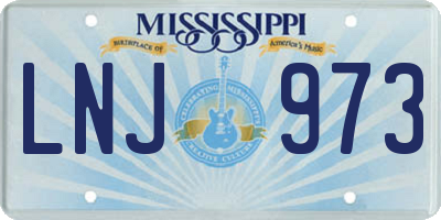 MS license plate LNJ973