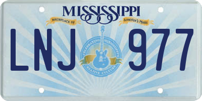 MS license plate LNJ977