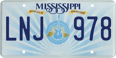 MS license plate LNJ978