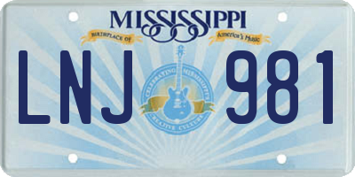 MS license plate LNJ981