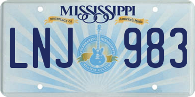 MS license plate LNJ983