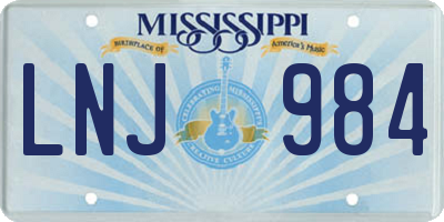 MS license plate LNJ984