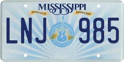 MS license plate LNJ985