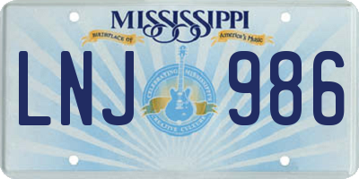 MS license plate LNJ986