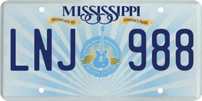 MS license plate LNJ988