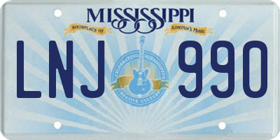 MS license plate LNJ990