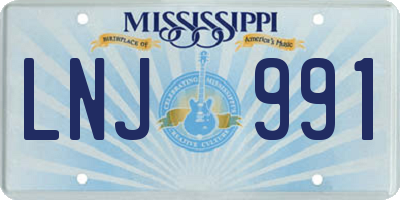MS license plate LNJ991
