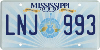 MS license plate LNJ993