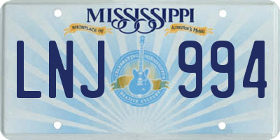 MS license plate LNJ994