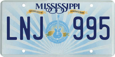 MS license plate LNJ995