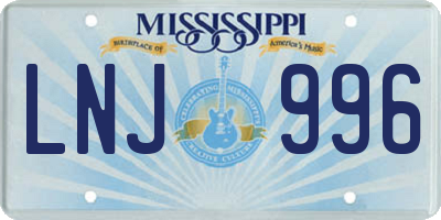 MS license plate LNJ996