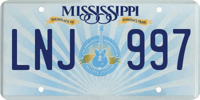 MS license plate LNJ997
