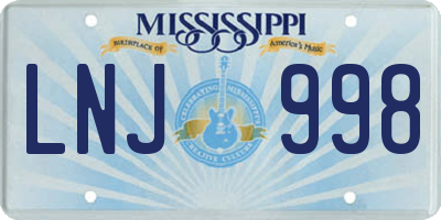 MS license plate LNJ998