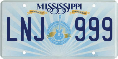 MS license plate LNJ999