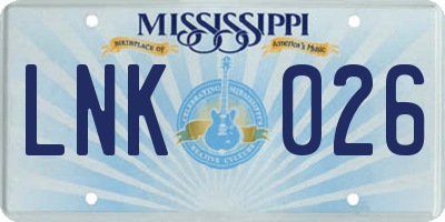 MS license plate LNK026