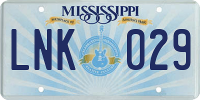 MS license plate LNK029