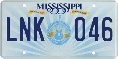 MS license plate LNK046