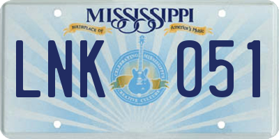 MS license plate LNK051