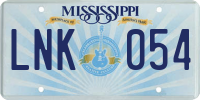 MS license plate LNK054