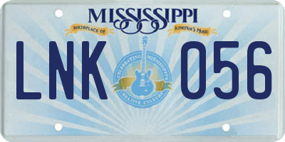 MS license plate LNK056